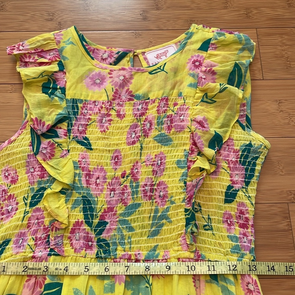 Madewell Banjanan Iris Smocked Midi Dress Medium Floral Smocked Pockets Yellow - Picture 14 of 15
